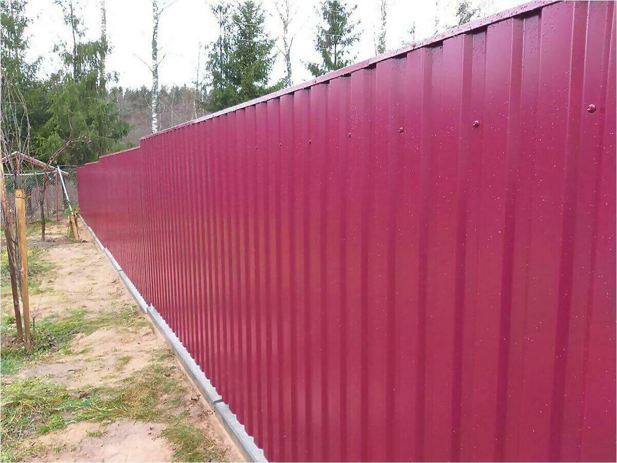 Забор 70м из двустороннего профлиста 3005 фото5 в Реутове