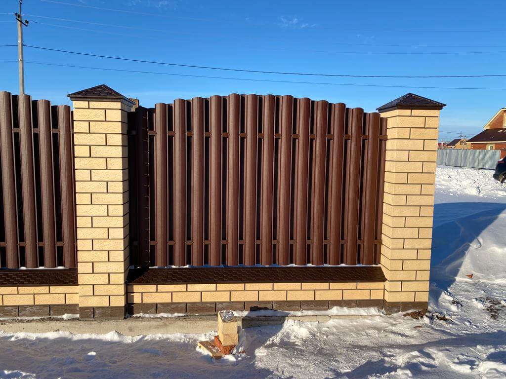 Забор из евроштакетника 57м RAL8017/8017 Шоколад двухсторонний МАТТЕ в Реутове