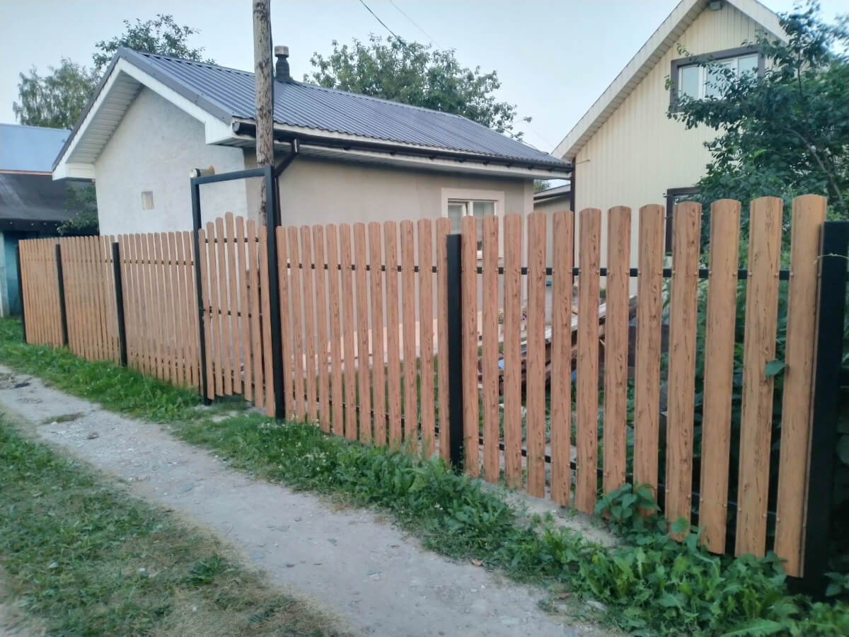 Забор из евроштакетника 14м Кипарис 2xPrintech двусторонний в Реутове